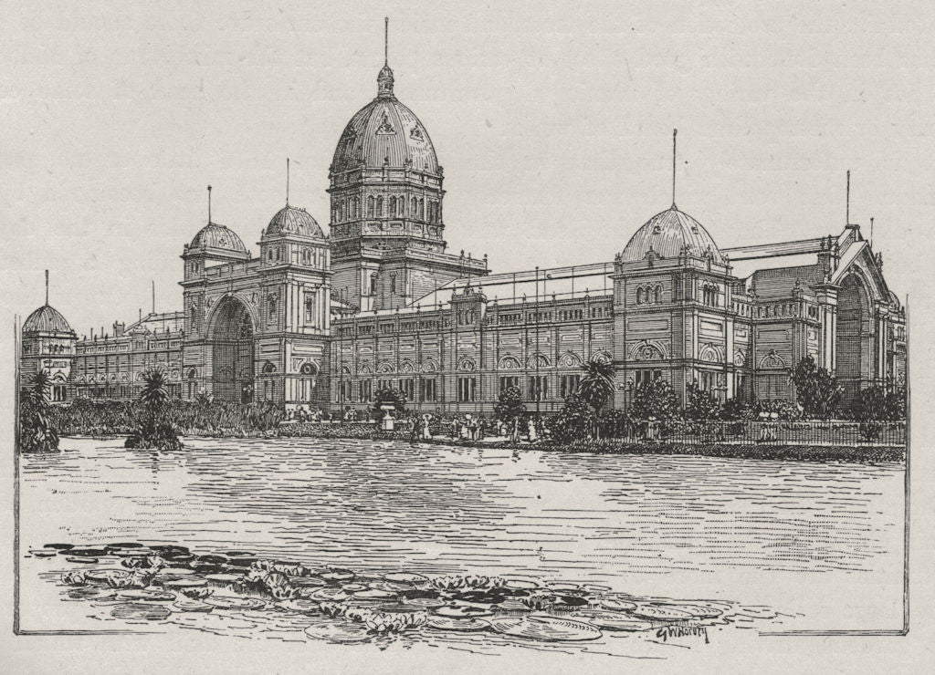 Exhibition Buildings, Melbourne. Melbourne. Australia 1890 old antique print